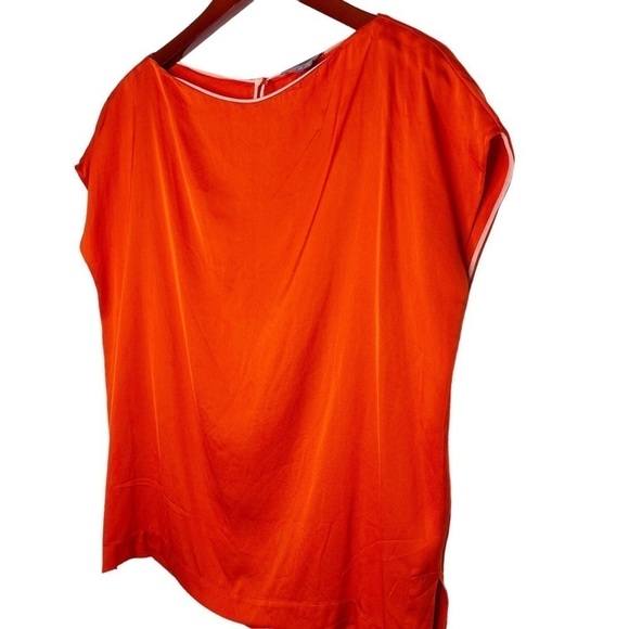VINCE Silk Keyhole Button Back Blouse Top Size XS in Orange - Picture 3 of 14
